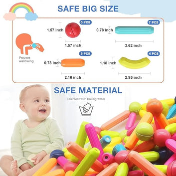 Magnetic Sticks Building Blocks Set For Kids Age 2+ - Creative And Educational Construction Toy For Boys And Girls, Includes Magnetic Balls, Safe And Durable, Stem Learning - 26 Pcs,Multicolor