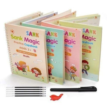 Sank Magic Calligraphy Copybook Set: Reusable Handwriting and Drawing Practice Books with Pen & Refills - Learn Calligraphy, English, Math | Eco-Friendly Learning Kit for All Ages