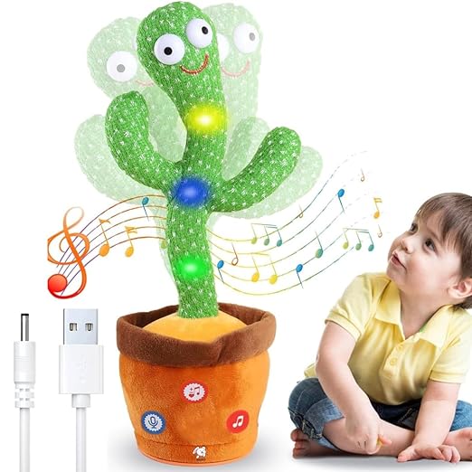 eSarav Rechargeable Toys Talking Cactus Baby Toys for Kids Dancing Cactus Toys Can Sing Wriggle & Singing Recording Repeat What You Say Funny Education Toys for Children Playing Home Decor for Kids