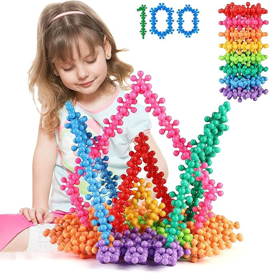 eSarav Star Links Interlocking Blocks Educational, Construction Blocks for Kids, Colorful Star Building Blocks Toys for Kids Boys Girls Multicolor for Age 3+ Years (100 PCS)