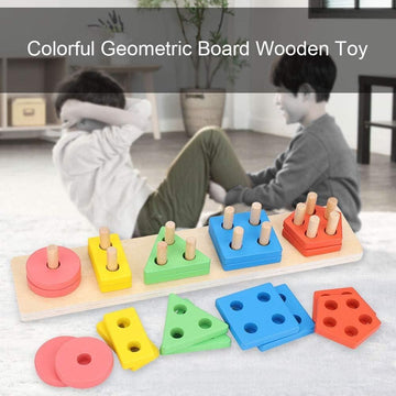 Geometric Shape Matching 5 Column Blocks Learning Toys